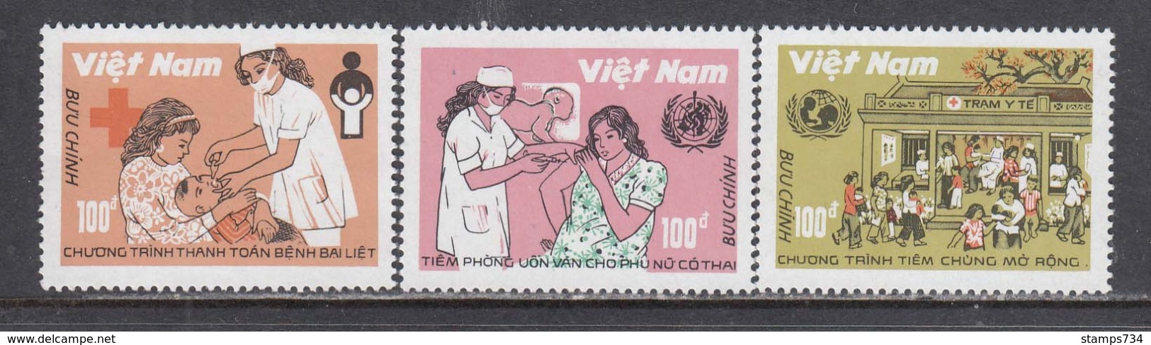 Vietnam  1989 - Croix Rouge:La Vaccination, Mi-Nr. 2102/04, Dent., MNH** - Vietnam