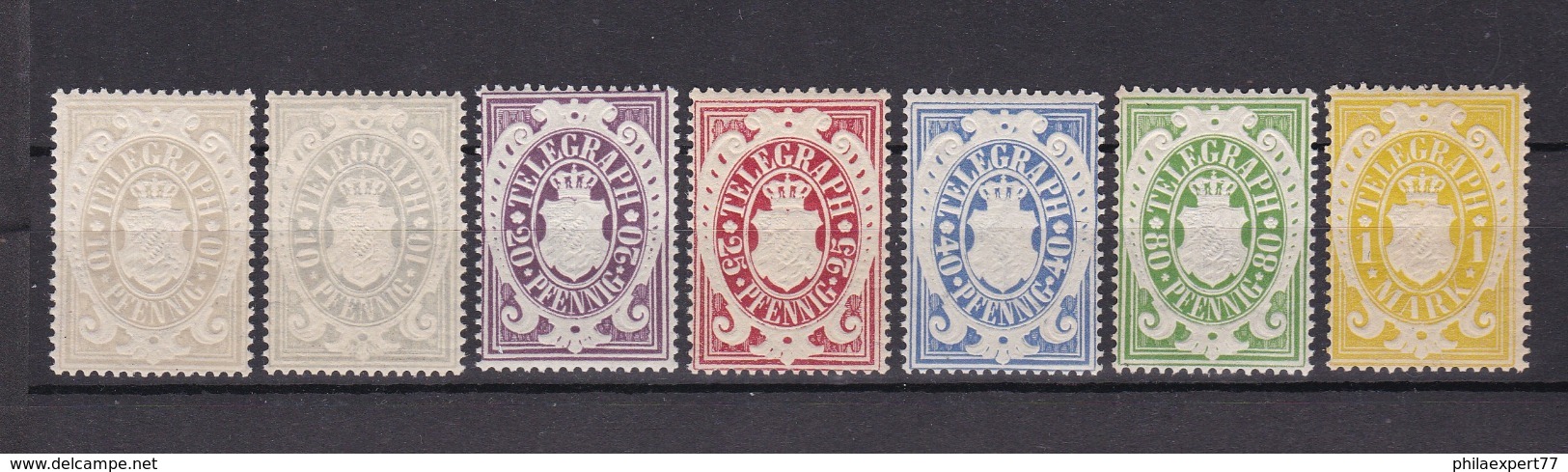 Bayern - 1876 - Telegrafenmarken - Michel Nr. 16/21 - Postfrisch - Sonstige & Ohne Zuordnung