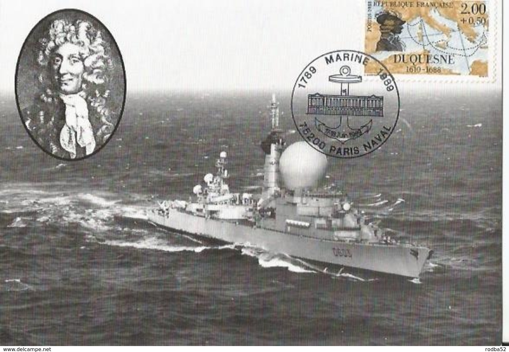 Carte Maximum - Fregatte Lance Missile Duquesne - Marine 1989 - Paris Naval - Premier Jour FDC - Warships