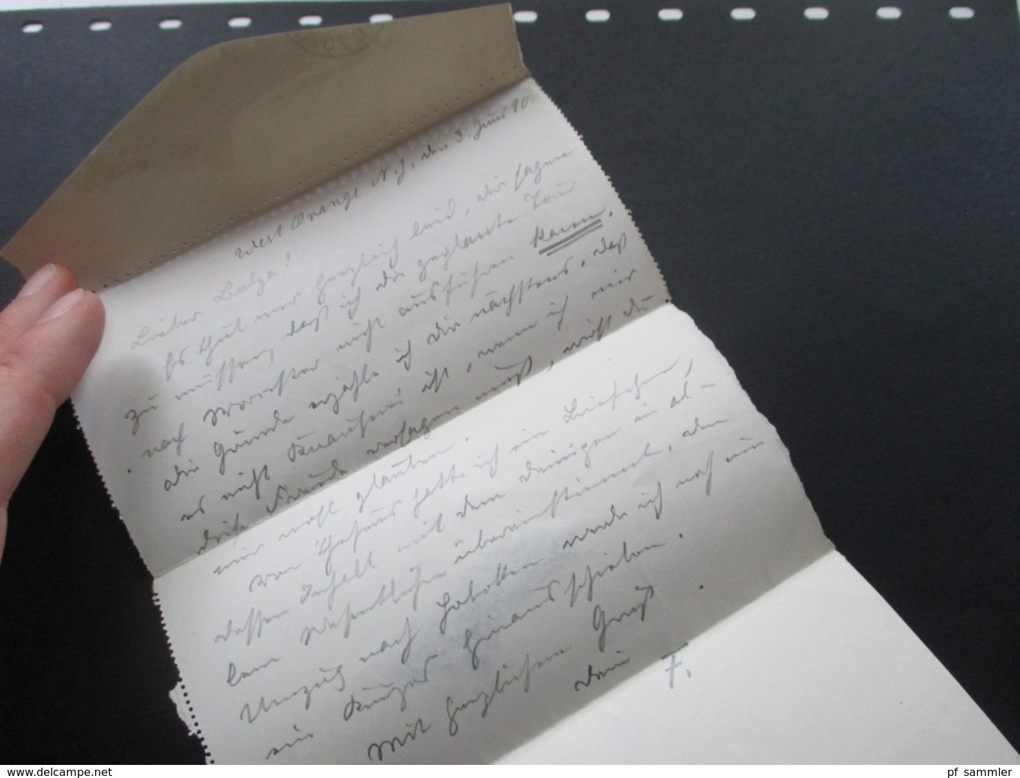 USA 1890 Letter Sheet Envelope New York - Worcester Mass Stempel Received Social Philately Dr. Oskar Bolza Mathematiker - Lettres & Documents