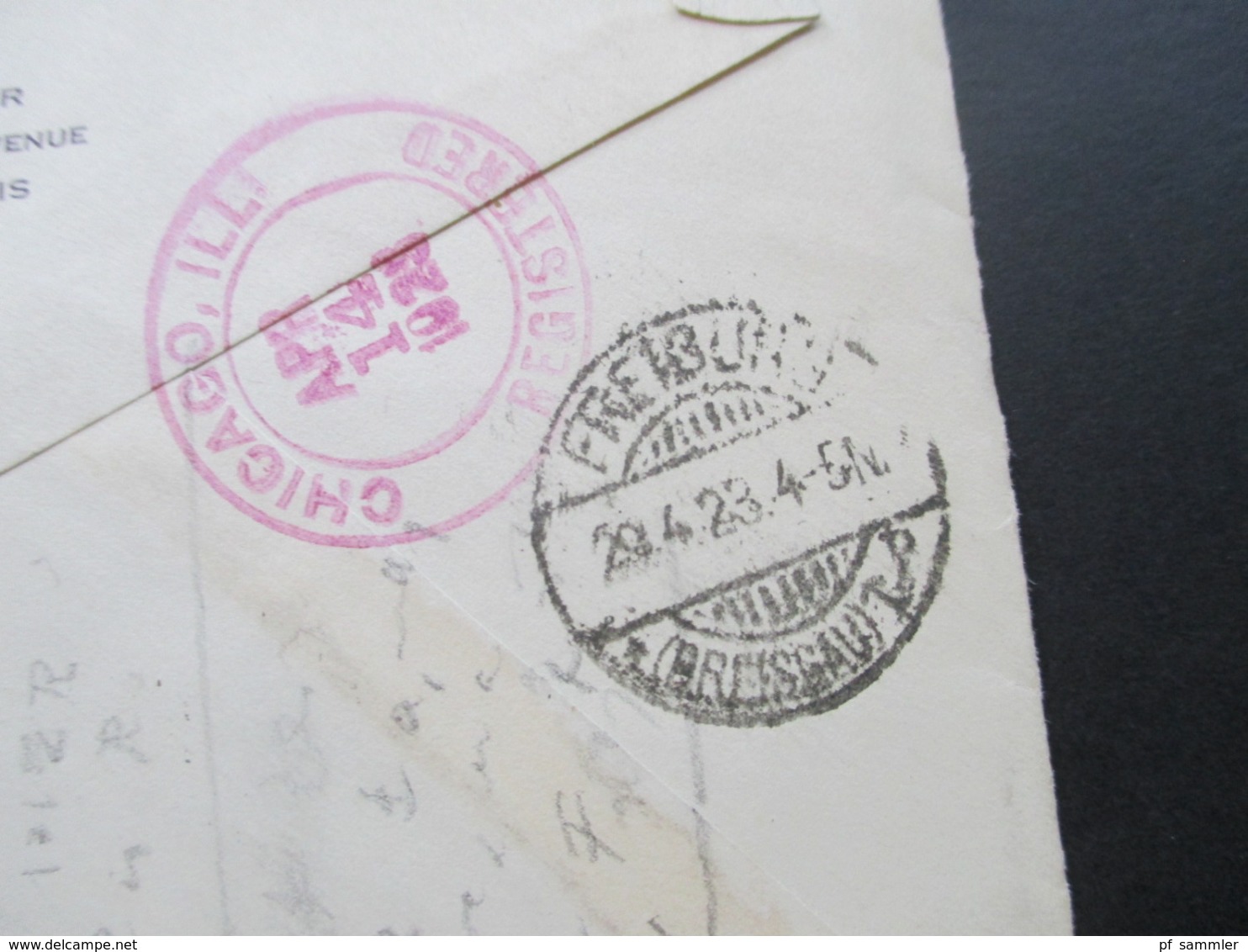 USA 1923 Einschreiben / Registered 5 Cents MeF Chicago - Freiburg I. B. Social Philately Dr. Oskar Bolza Mathematiker - Brieven En Documenten