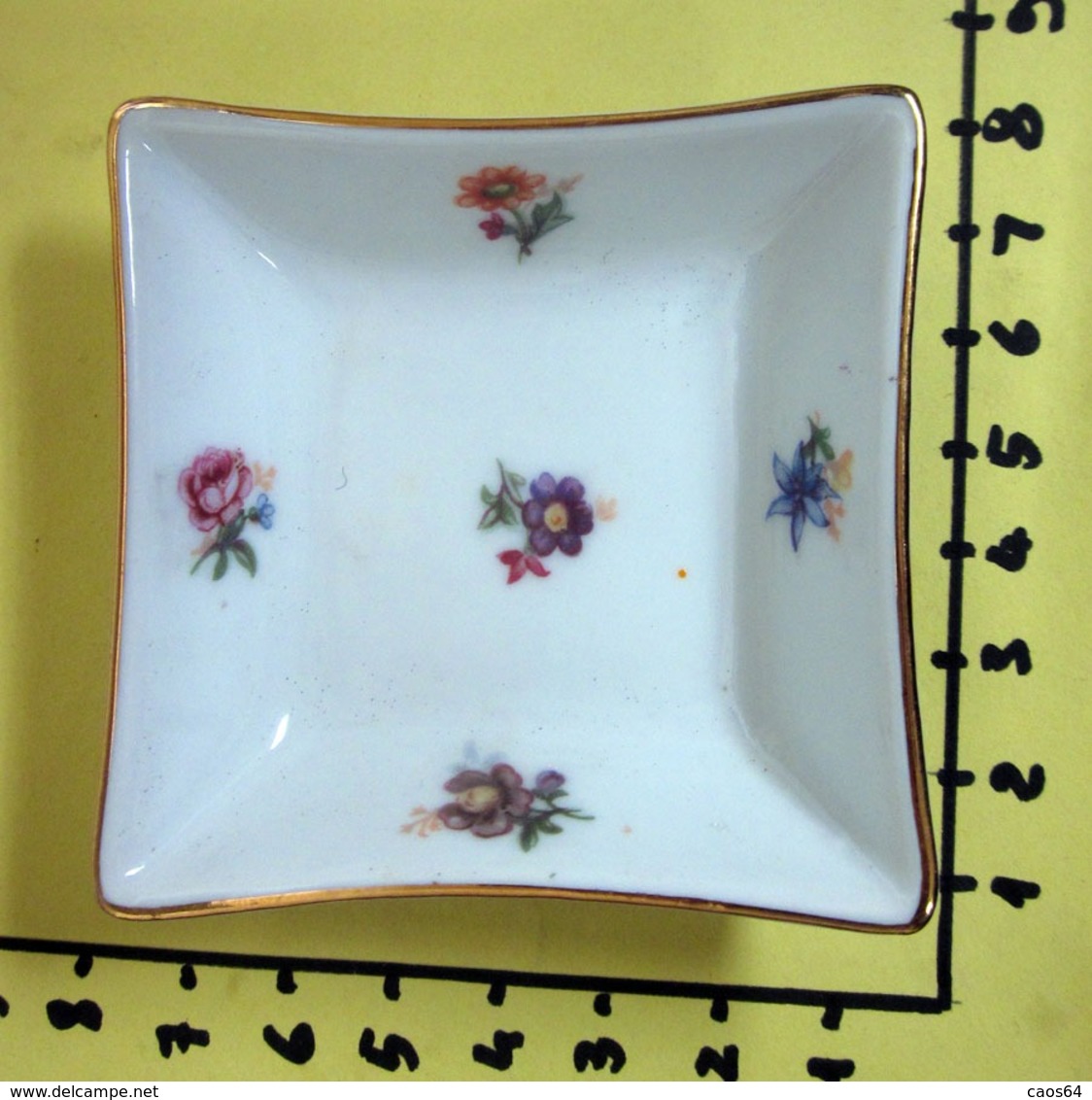 PIATTINO CERAMICA PM GERMANY FIORI BORDO DORATO  VINTAGE - Altri & Non Classificati