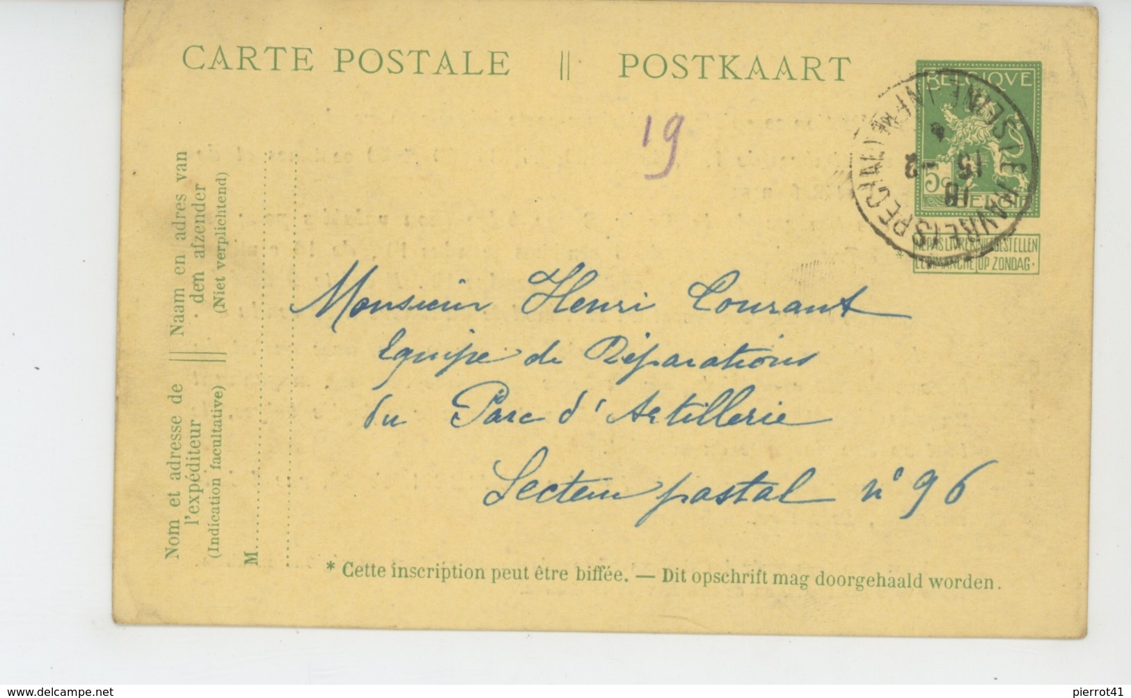 LE HAVRE -GUERRE 1914-18 - Oeuvres D'Assistance Aux Réfugiés Belges, Bureau à SAINTE ADRESSE , Collection Timbres Postes - Non Classés