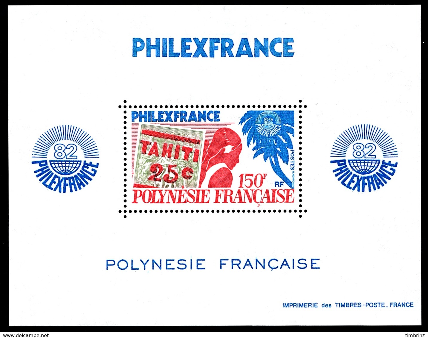 POLYNESIE 1982 - Yv. BF 6 (180) ** TB  Cote= 21,00 EUR - Expo Phil. Philexfrance'82  ..Réf.POL24247 - Blocks & Kleinbögen