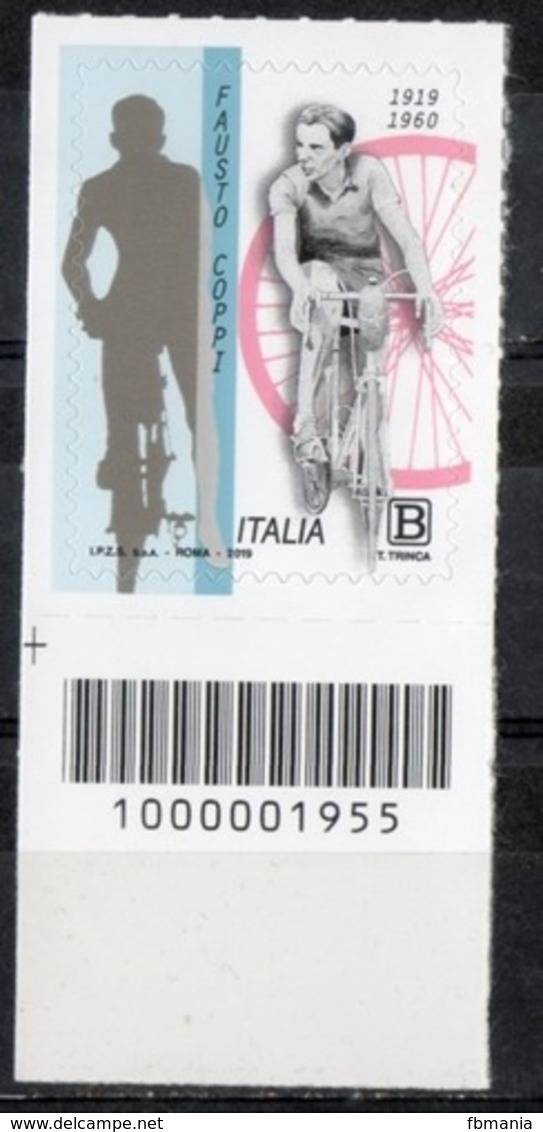 Italia 2019 -  Fausto Coppi Codice A Barre MNH ** - Códigos De Barras