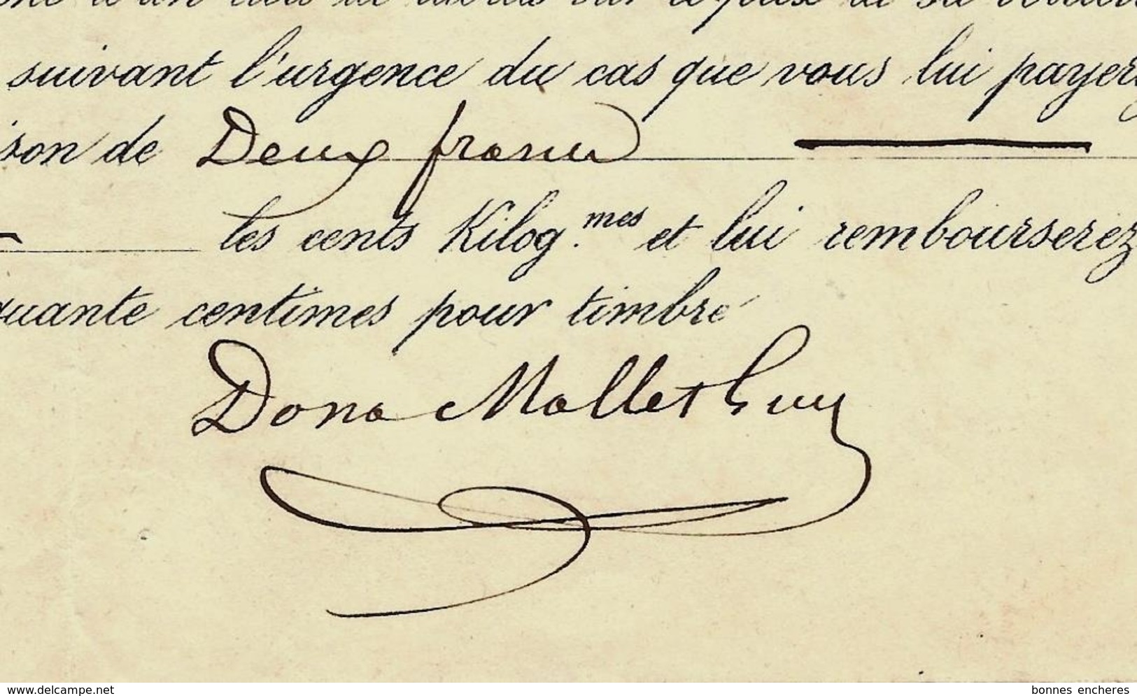 1852  ROULAGE TRANSPORTS ENTREPOTS DE FROMAGES DONA MALLET GUY LYON Pour Meyer Frères & Jouve Valence Avec Signature - 1800 – 1899