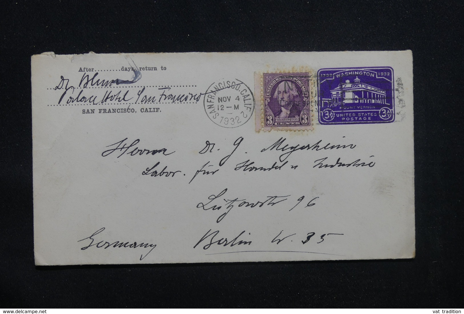 ETATS UNIS - Entier Postal + Complément De San Francisco Pour Berlin En 1932 - L 43160 - 1921-40