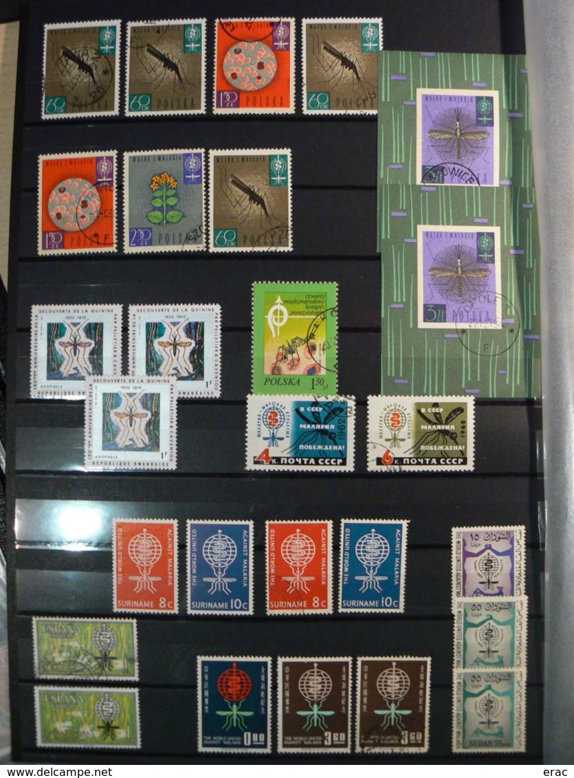 Collection thème "Lutte contre le paludisme" - Timbres et feuillets du monde - Neufs ** en majorité - Des non dentelés