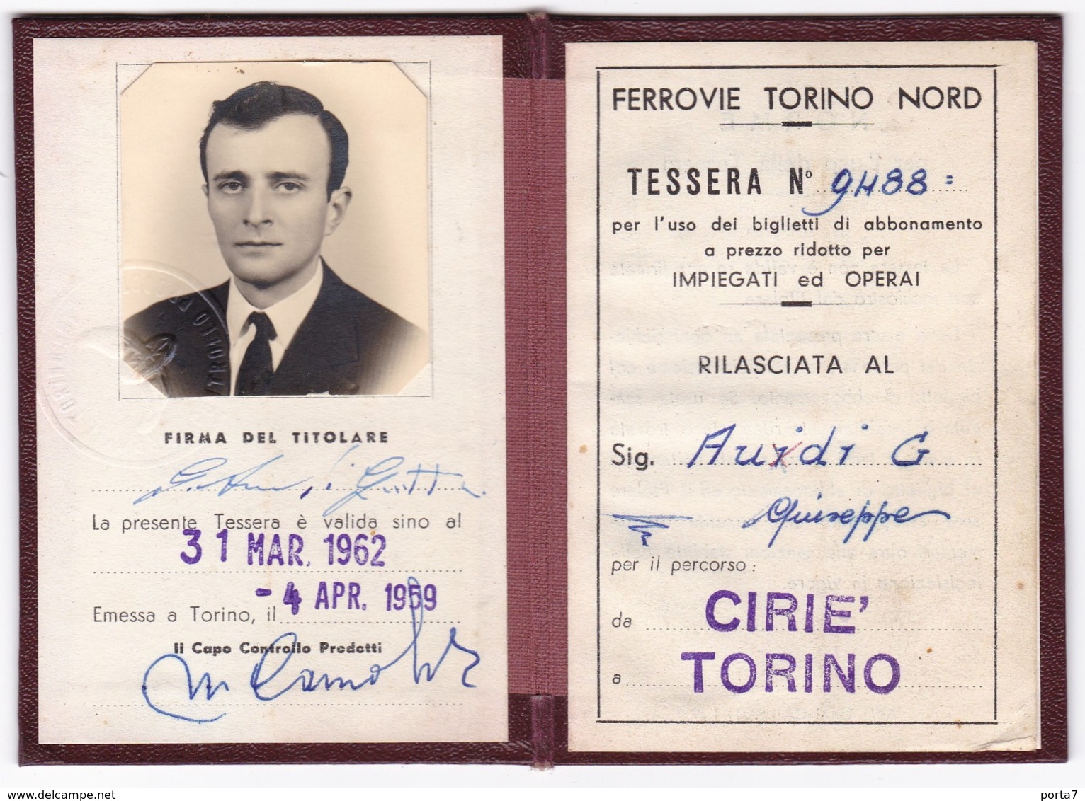 TESSERA - ABBONAMENTO -FERROVIE TORINO NORD - CIRIE' TORINO - ORIGINALE - Europa