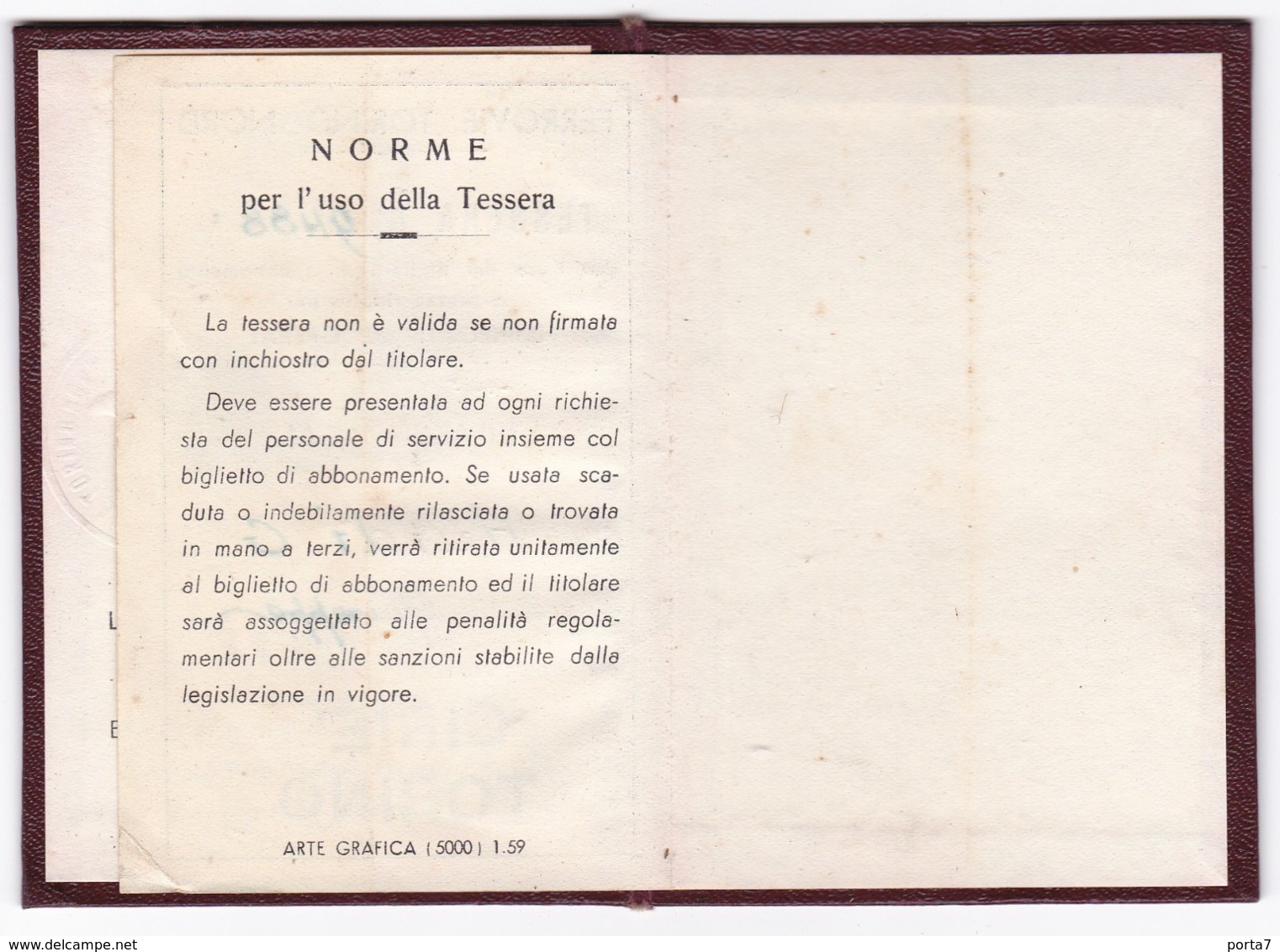 TESSERA - ABBONAMENTO -FERROVIE TORINO NORD - CIRIE' TORINO - ORIGINALE - Europa