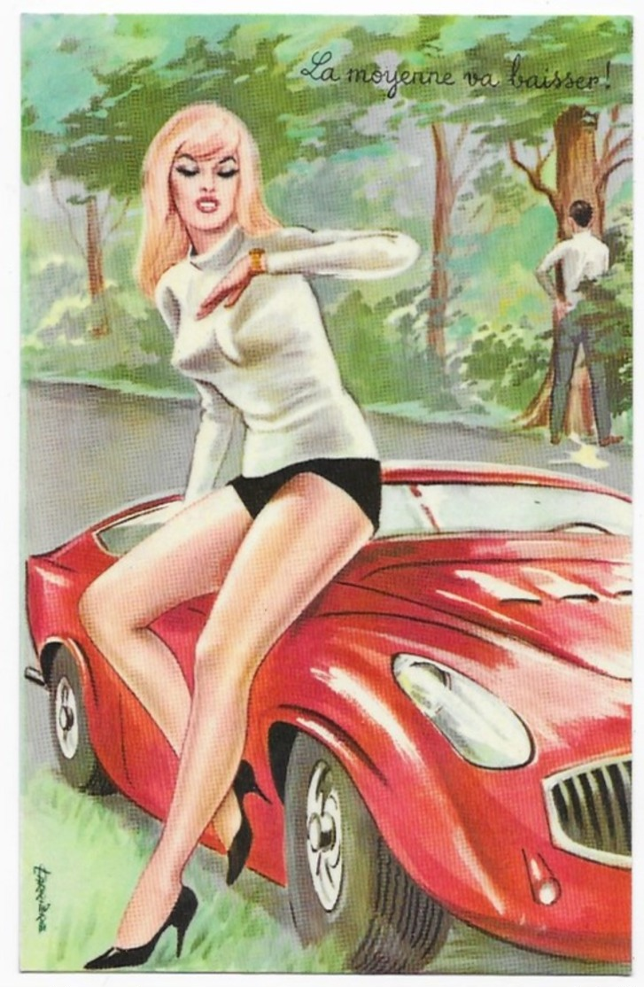 Illustrateur Carrière Pin-Up Voiture - Carrière, Louis