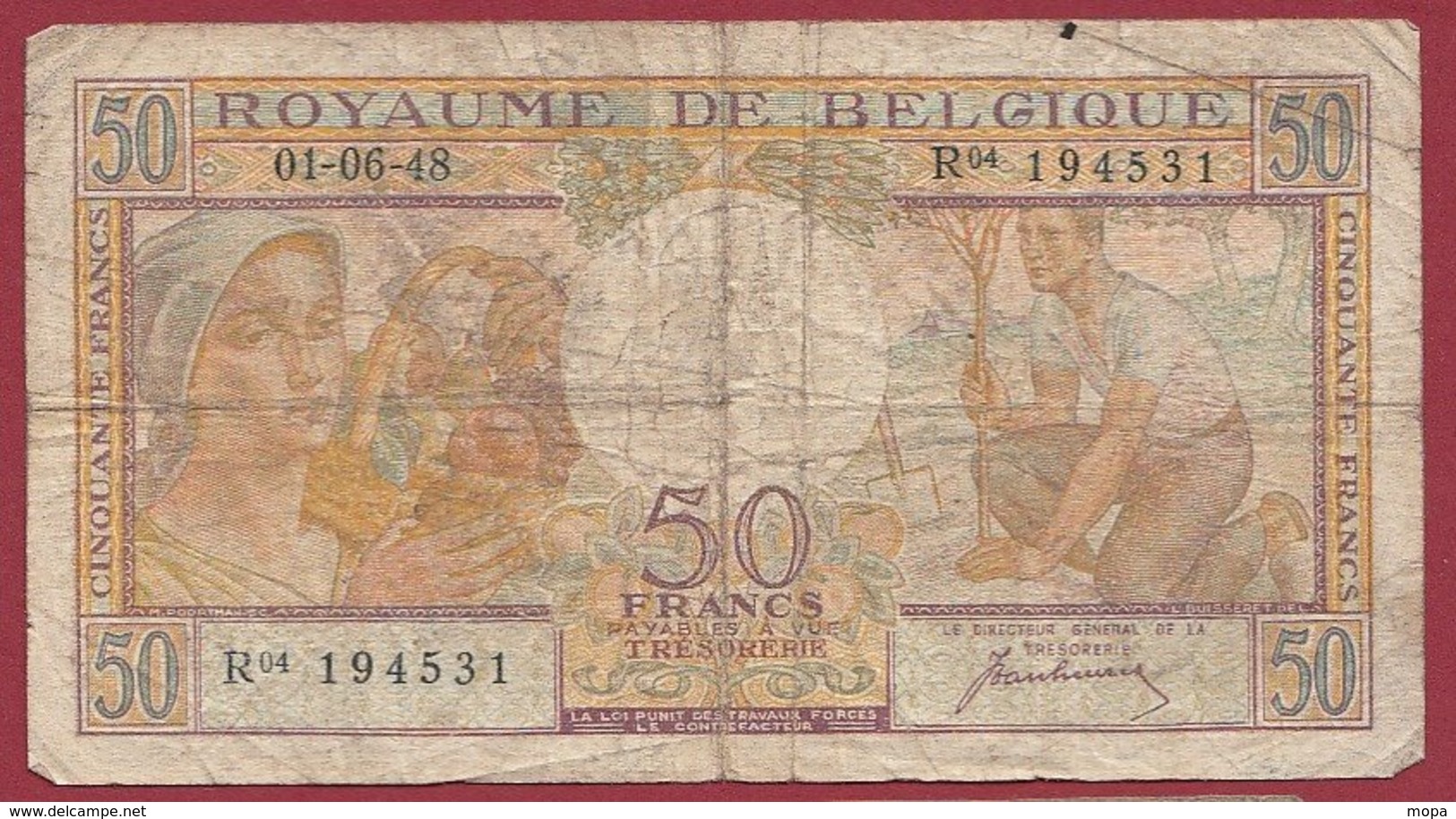 Belgique (Trésorerie) 50 Francs Du 01/06/1948 Dans L 'état  Lot N °181 - 50 Franchi