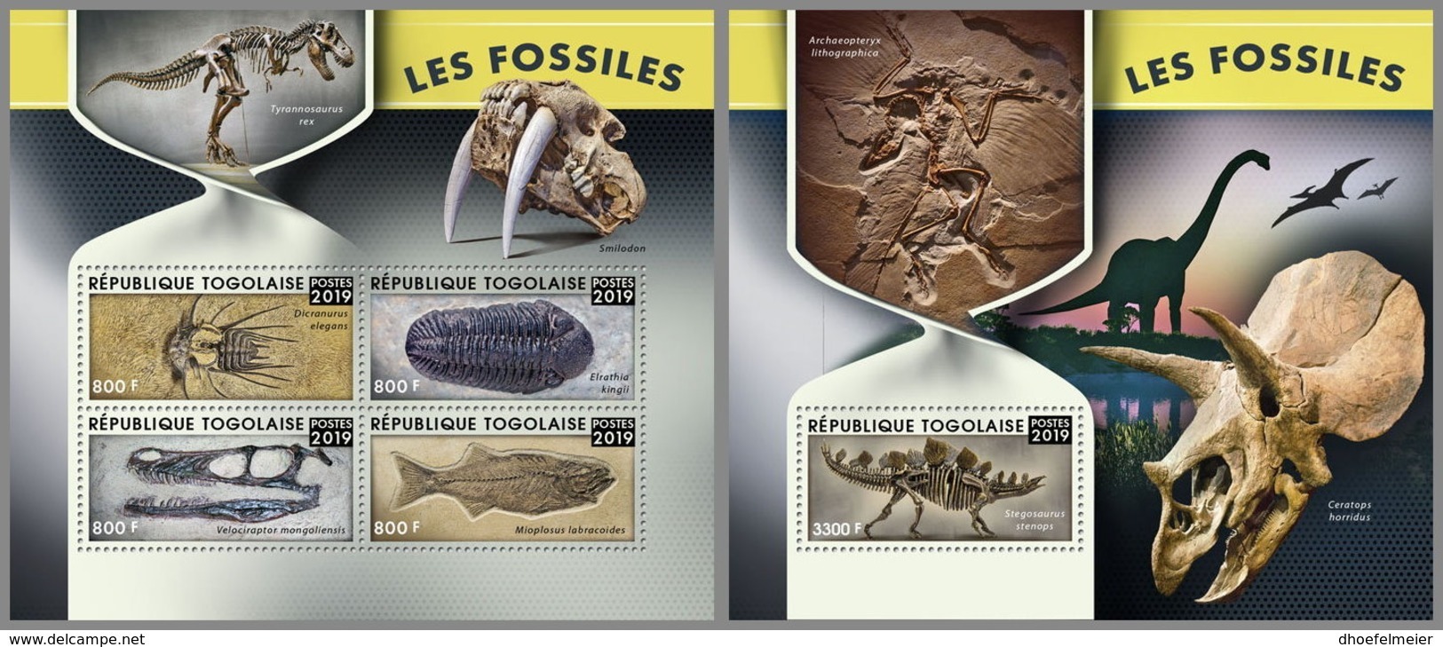 TOGO 2019 MNH Fossils Fossilien Fossiles M/S+S/S - OFFICIAL ISSUE - DH1909 - Fossils