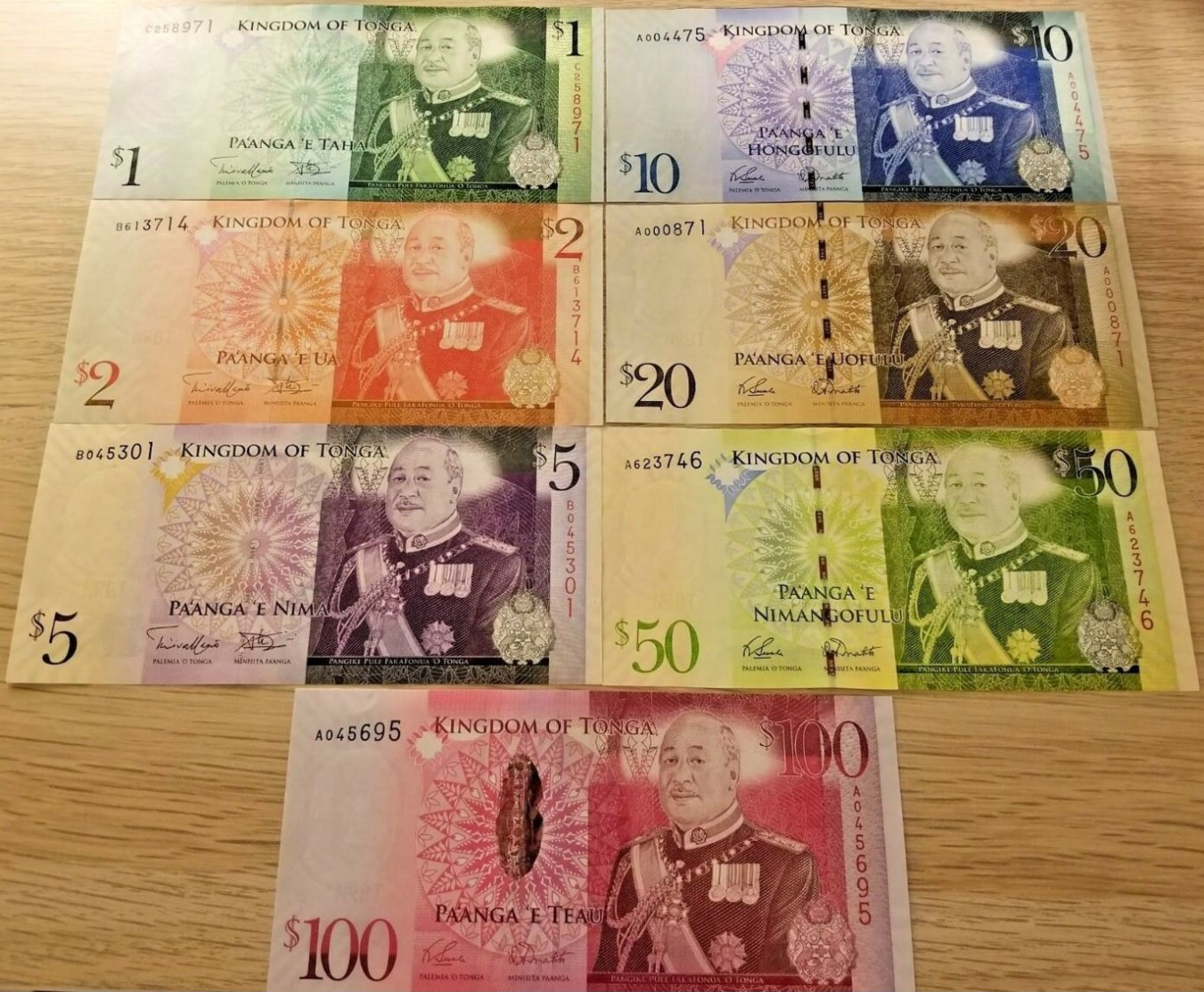 Tonga Billetes 7 Pzas Juego Un ND 2008 - Tonga
