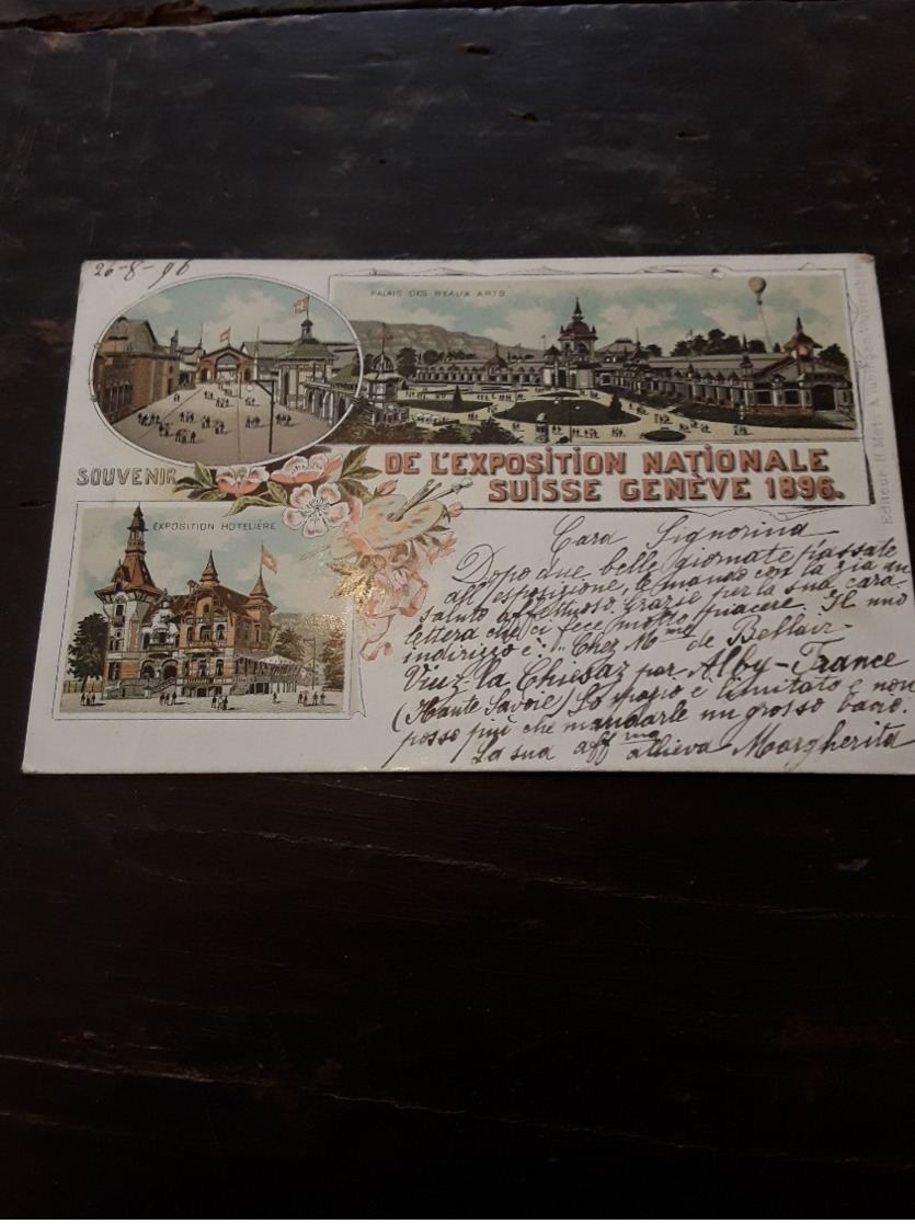 Cartolina Postale Illustrata, Postcard 1896, Genève, Souvenir De L'exposition Natìonale Suisse - Genève