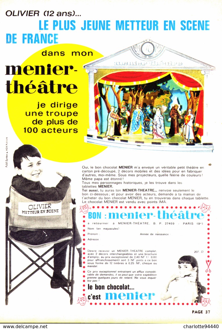 PUB THEATRE Du CHOCOLAT " MENIER "   1962 ( 3 ) - Chocolat