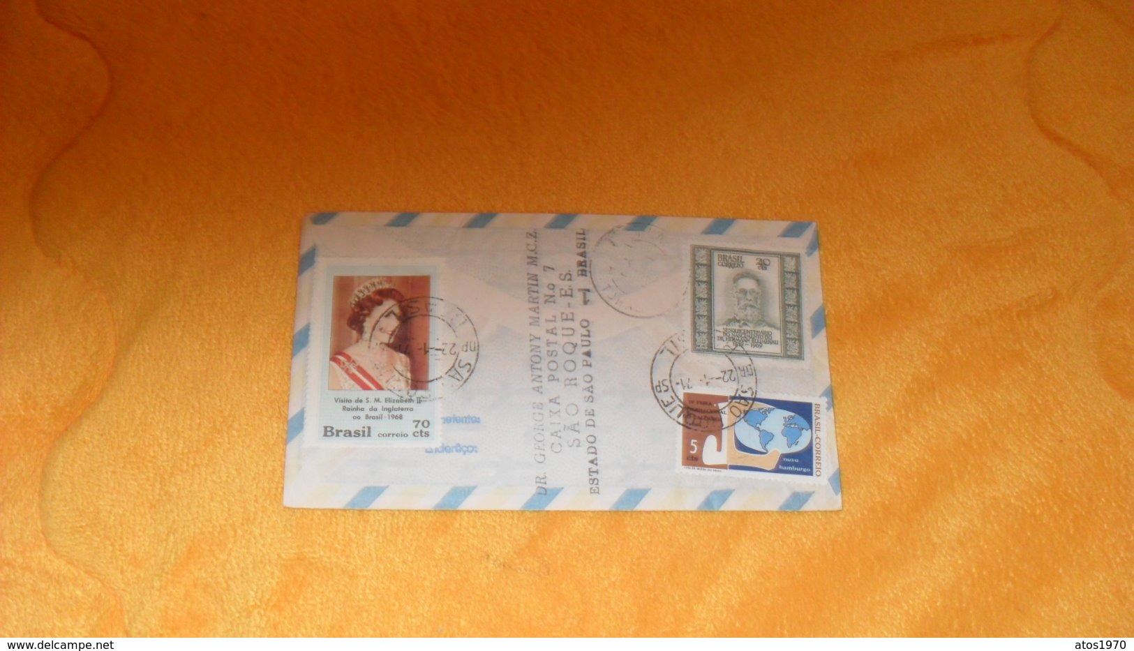 ENVELOPPE DE 1971....DR. GEORGE ANTONY MARTIN..RECOMMANDE N° 84/11 SAO ROQUE BRESIL POUR FORT LAMY CACHETS + 5 TIMBRES.. - Autres & Non Classés