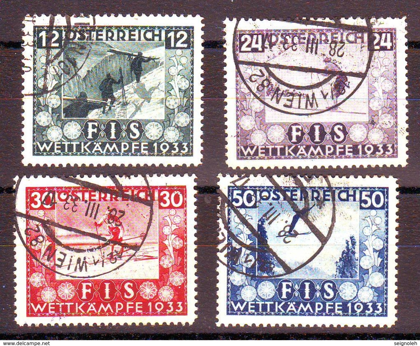 Autriche N° 426 à 429 Obl Cote 500 Euros FIS Wettkampfe 1933 , Osterreich , Ostria ( Charniere ) - Used Stamps