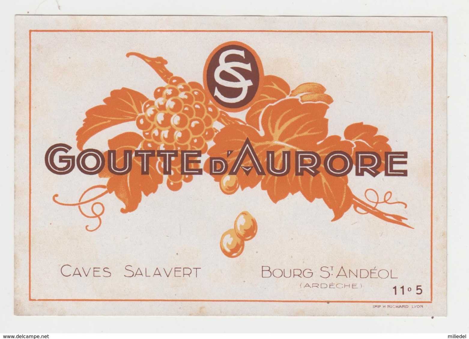 BB918 - Etiquette Ancienne GOUTTE D'AURORE - Caves Salavert - Bourg St Andéol - Ardèche - Sonstige & Ohne Zuordnung