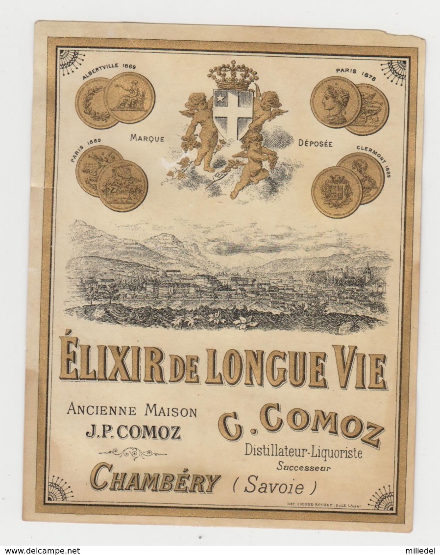 BB919 - Etiquette Ancienne ELIXIR DE LONGUE VIE - C.COMOZ - CHAMBERY - Sonstige & Ohne Zuordnung