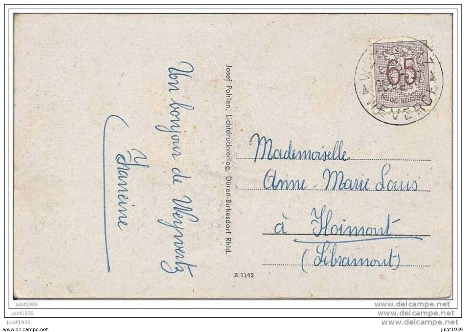 WEYWERTZ ..-- Vers FLOHIMONT ( Melle Anne - Marie LOUIS ) , LIBRAMONT . Voir Verso . - Butgenbach - Butgenbach