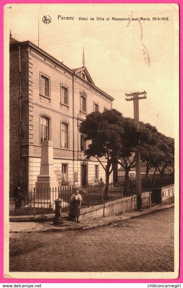 Perwez - Hôtel De Ville Et Monument Aux Morts 1914-1918 - Animée - Edit. NELS - JACOBS GELINNE - 1946 - Perwez