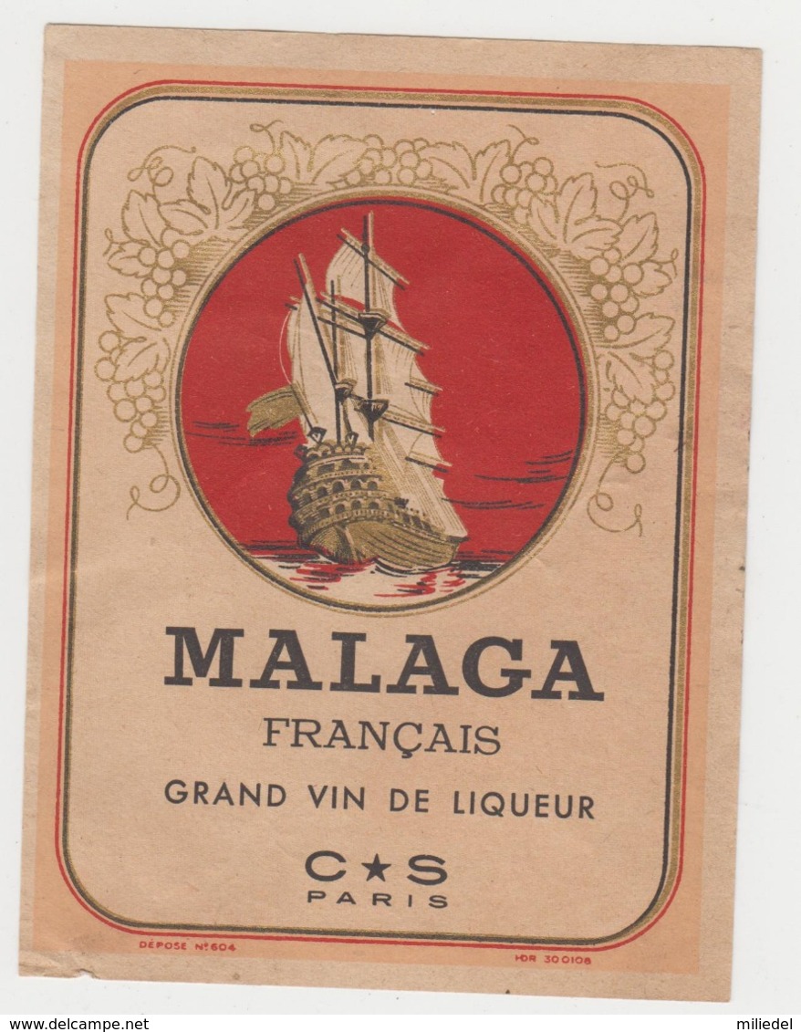 BB933 - Etiquette Ancienne MALAGA Français - Grand Vin De Liqueur - Other & Unclassified