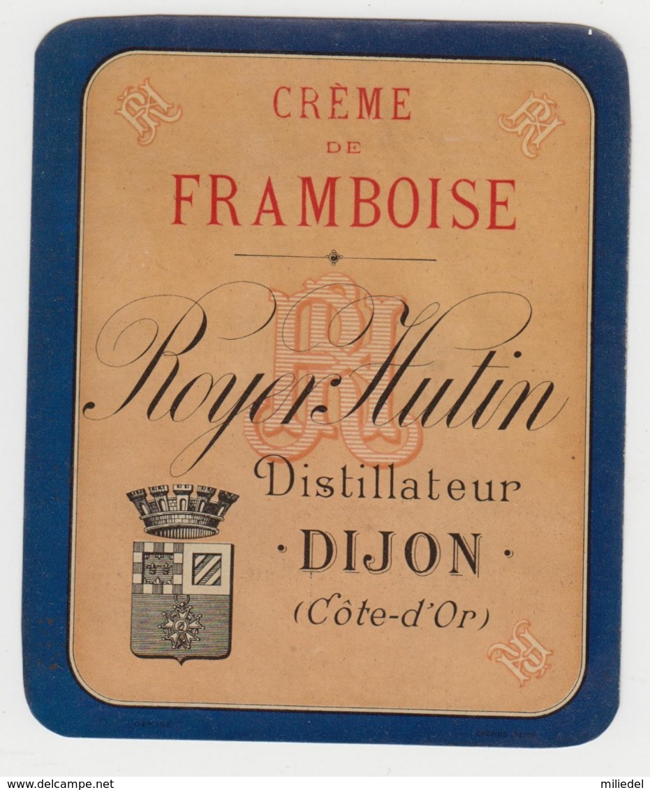BB943 - Etiquette Ancienne Crème De Framboise - ROYER HUTIN - Dijon - Sonstige & Ohne Zuordnung