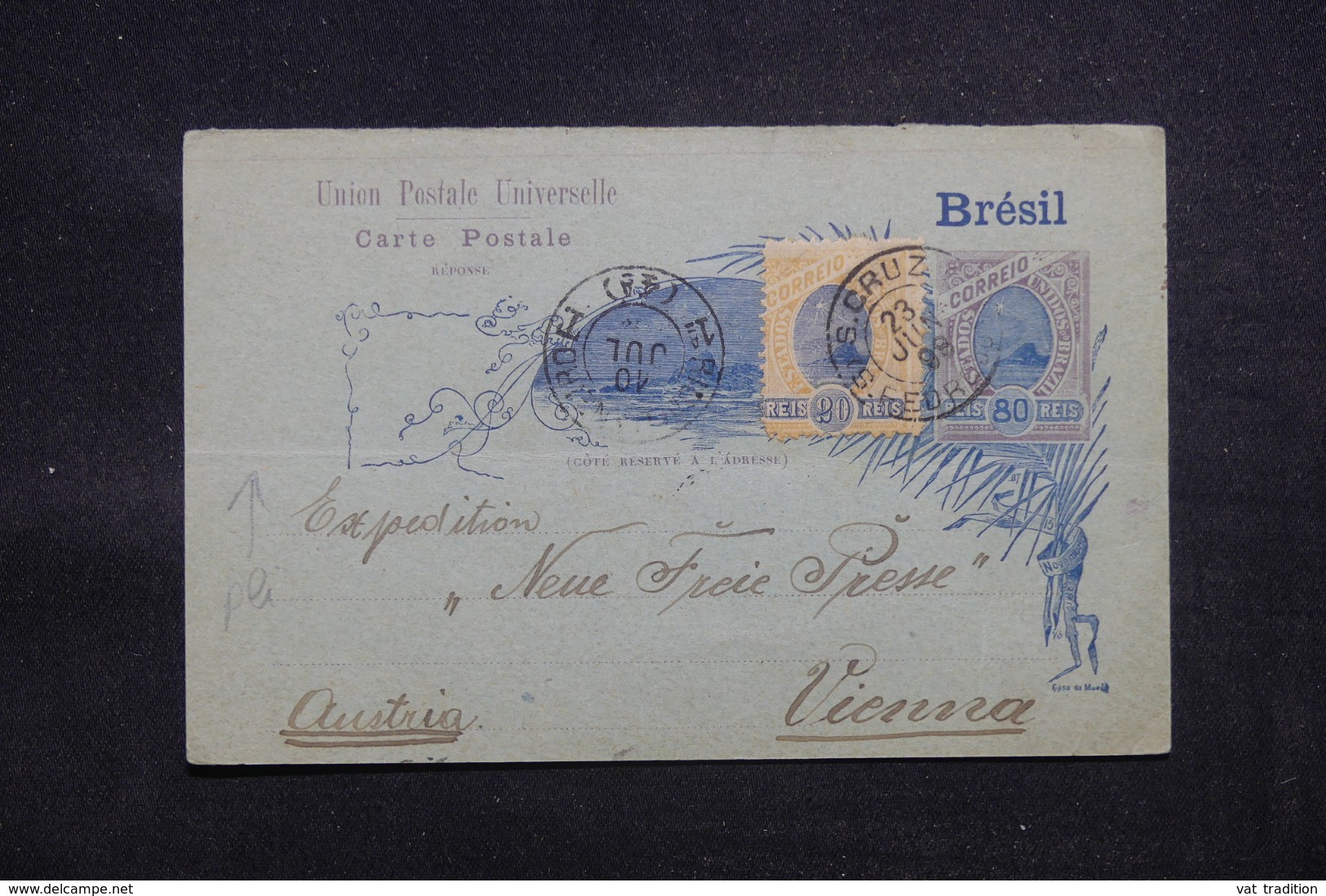BRÉSIL - Entier Postal + Complément De Santa Cruz Pour Wien En 1898 - L 43211 - Entiers Postaux