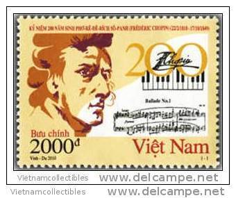 Vietnam Viet Nam MNH Perf Withdrawn Stamp 2010 : 200th Birth Anniversary Of Chopin / Music (Ms989) - Vietnam