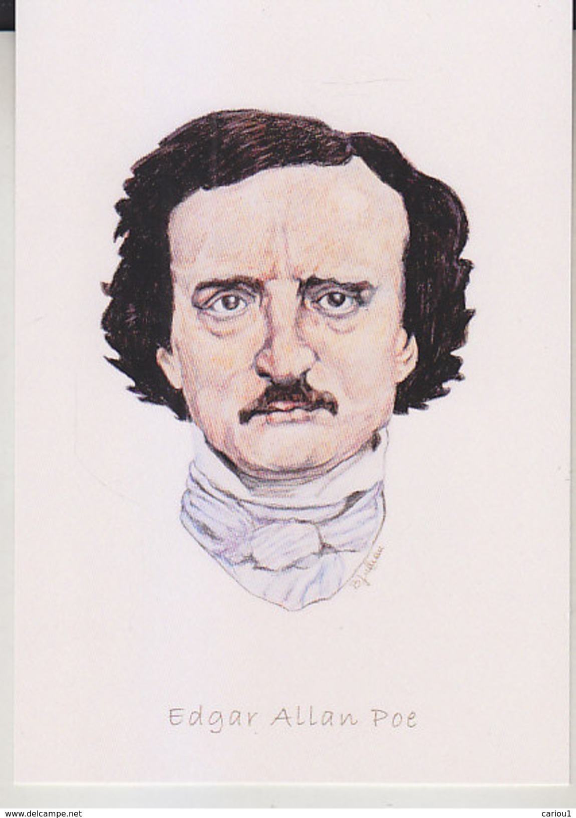 C1 Carte Postale DESSIN JULLIAN Auteur SF Edgar Allan POE - Ecrivains