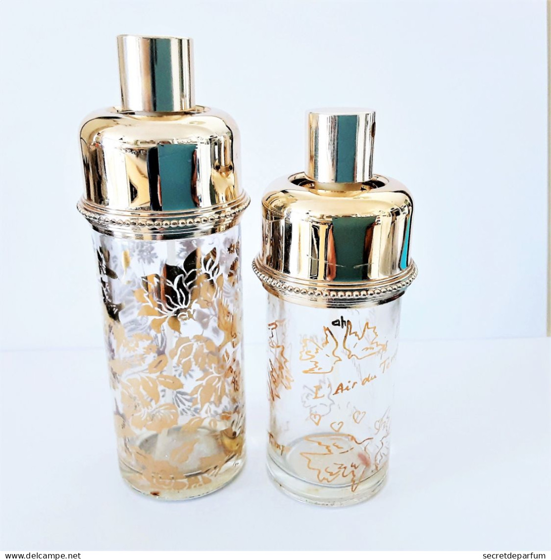 2 Flacons Vides  L'Air Du Temps De NINA RICCI  EDT  Spray  48  Ml  Et  75 Ml  Doré - Flacons (vides)