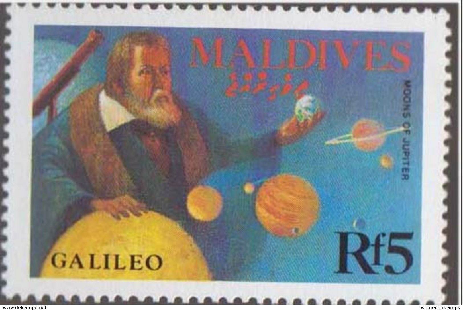 Galileo Galilei, Italian Physicist With Telescope, Drawing Of Moon Mathematics, ,Astronomy, Science Space, MNH - Physics