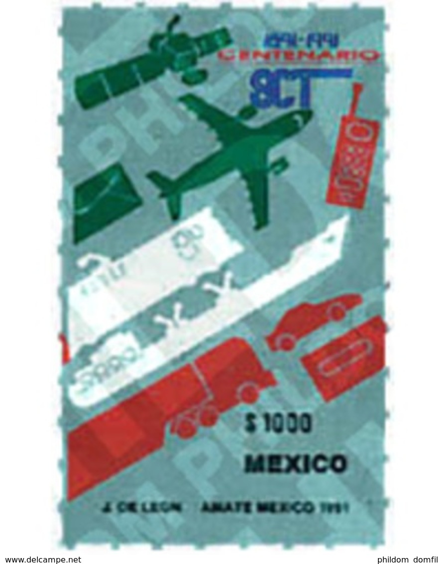 Ref. 343464 * MNH * - MEXICO. 1991. CENTENARY OF THE COMMUNICATIONS AND TRANSPORTS SYSTEM . CENTENARIO DEL SISTEMA DE CO - Eisenbahnen