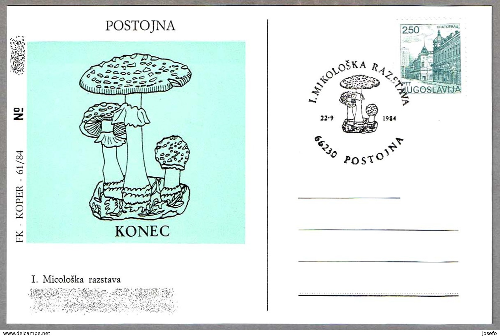 EXPOSICION MICOLOGICA. Setas - Mushrooms.  Postojna, Yugoslavia, 1984 - Hongos