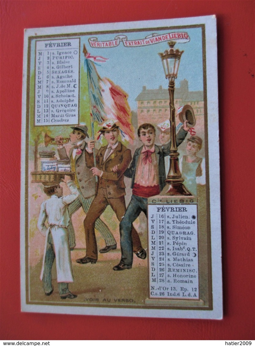 Chromo LIEBIG - Calendrier 1893 - Mois De FEVRIER - Conscrits Avec Drapeau De La France -  TBE - Voir Les 2 Scans - Liebig