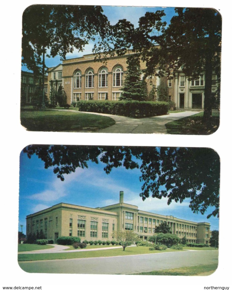 2 GREEN BAY, Wisconsin, USA, West & East High Schools, Old Chrome Postcards - Green Bay