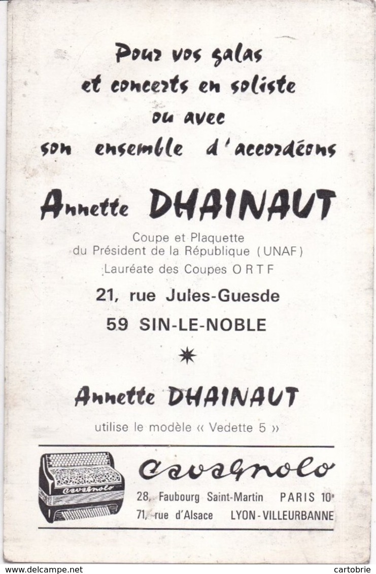 Dépt 59 - SIN-LE-NOBLE - Annette DHAINAUT Accordéoniste, 21 Rue Jules Guesde - Sin Le Noble