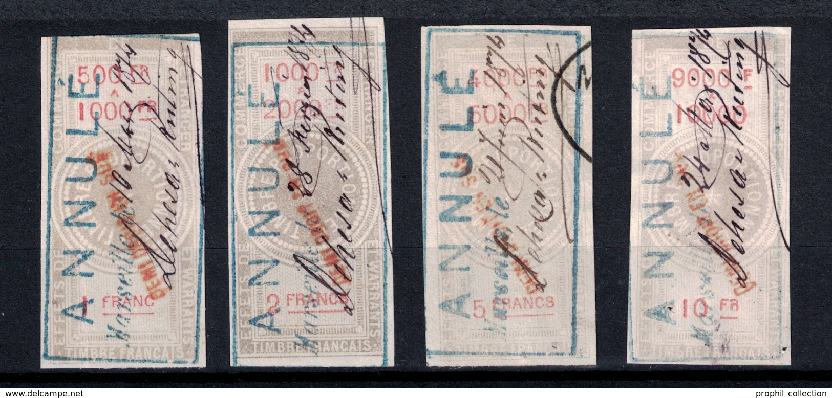 LOT De TIMBRES FISCAUX TYPE " ETOILE DE BARRE " N° 171 172 175 179 Avec SURCHARGE " DEMI DROIT EN SUS " - Autres & Non Classés