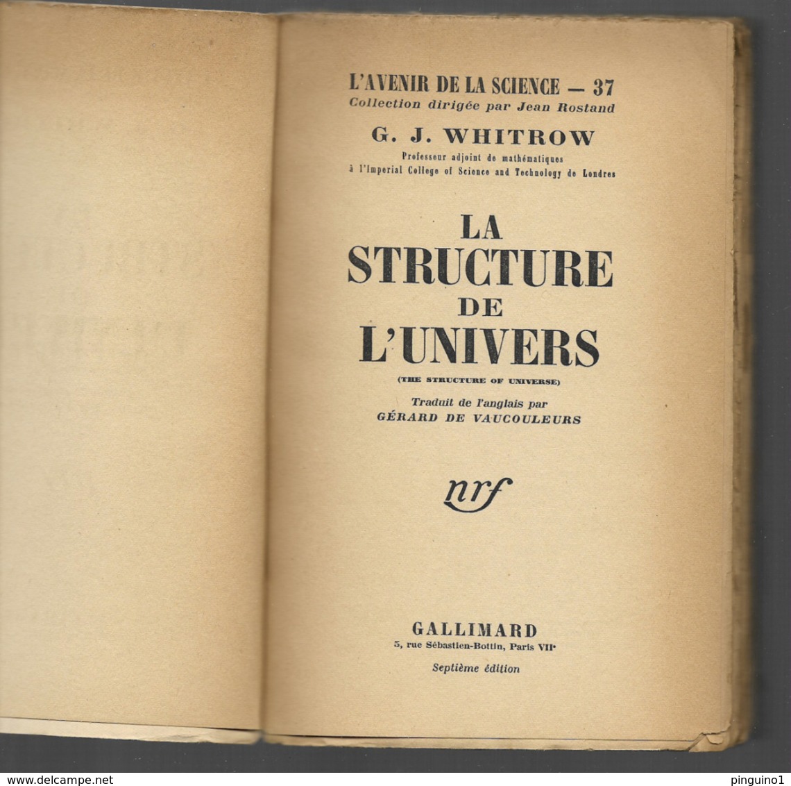 G.J. Whitrow La Structure De L'univers - Sterrenkunde