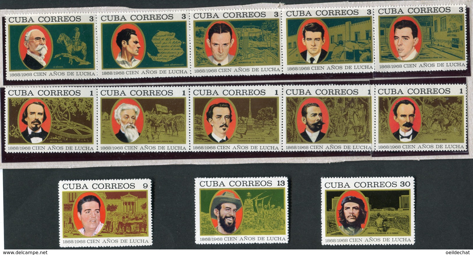 14943 CUBA  N° 1235/47** Centenaire De La Lutte Révolutionnaire   1968   B/TB - Nuovi