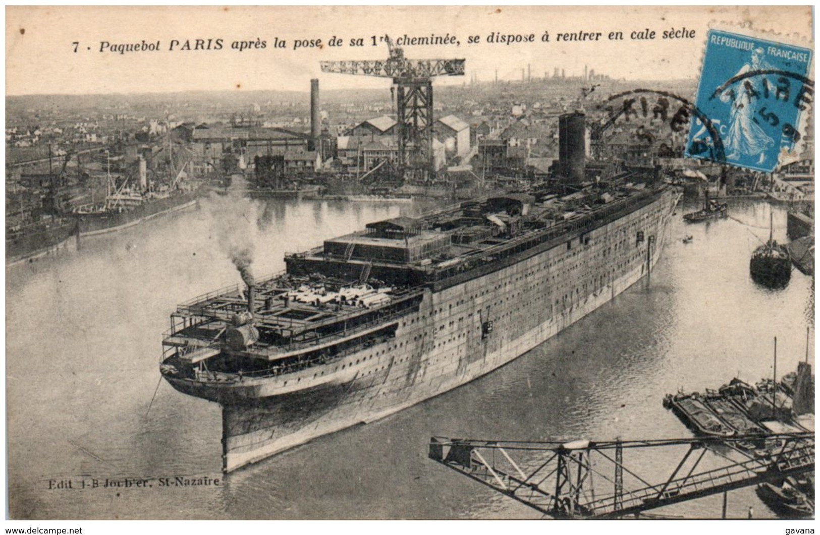 44 SAINT-NAZAIRE - Paquebot Paris Arpès La Pose De La 1er Cheminée - Saint Nazaire