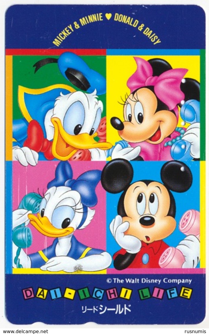 JAPAN - JAPON GIAPPONE DISNEY MICKEY + MINNIE MOUSE DONALD + DAISY DUCKPHONECARD TELEPHONE CARD TELECARTE TELEFONKARTE - Japon