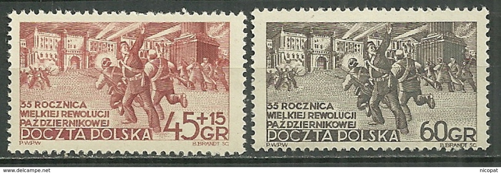 POLAND MNH ** 685-686 Anniversaire De La Révolution D'octobrre, Attaque Du Palais D'hiver à PETROGRAD - Neufs