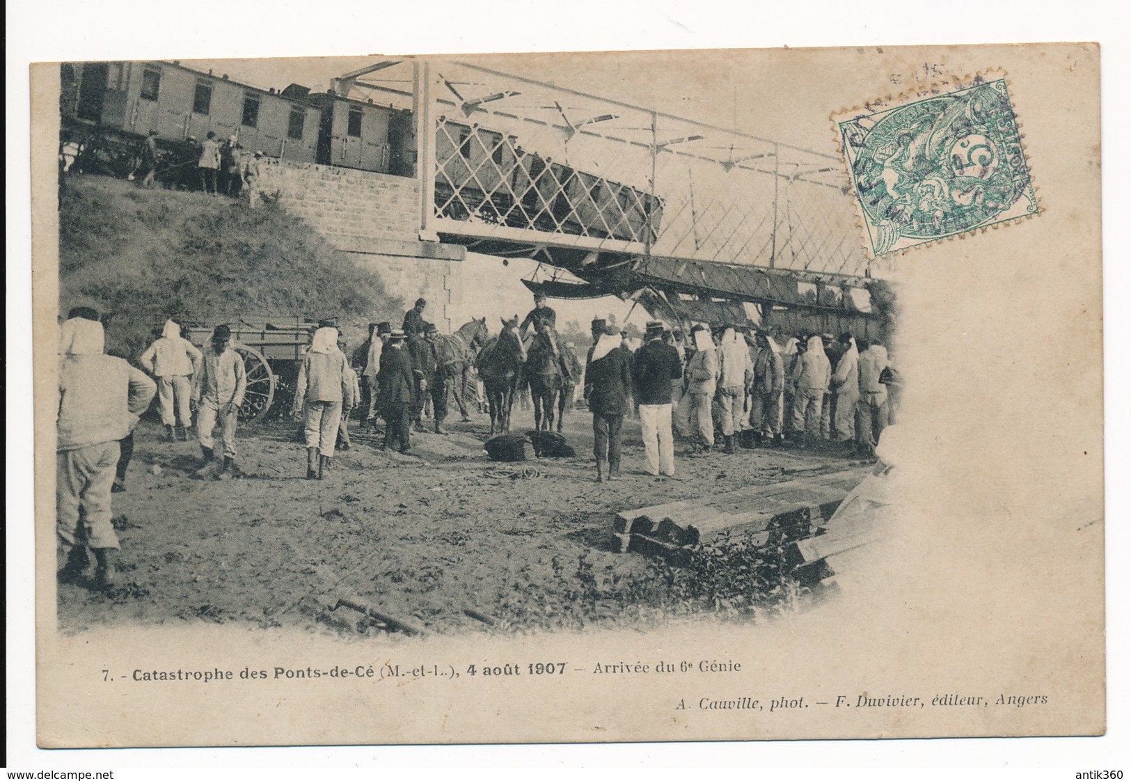 CPA 49 Catastrophe Des Ponts De Cé 4 Août 1907 Arrivée Du 6e Génie - Les Ponts De Ce