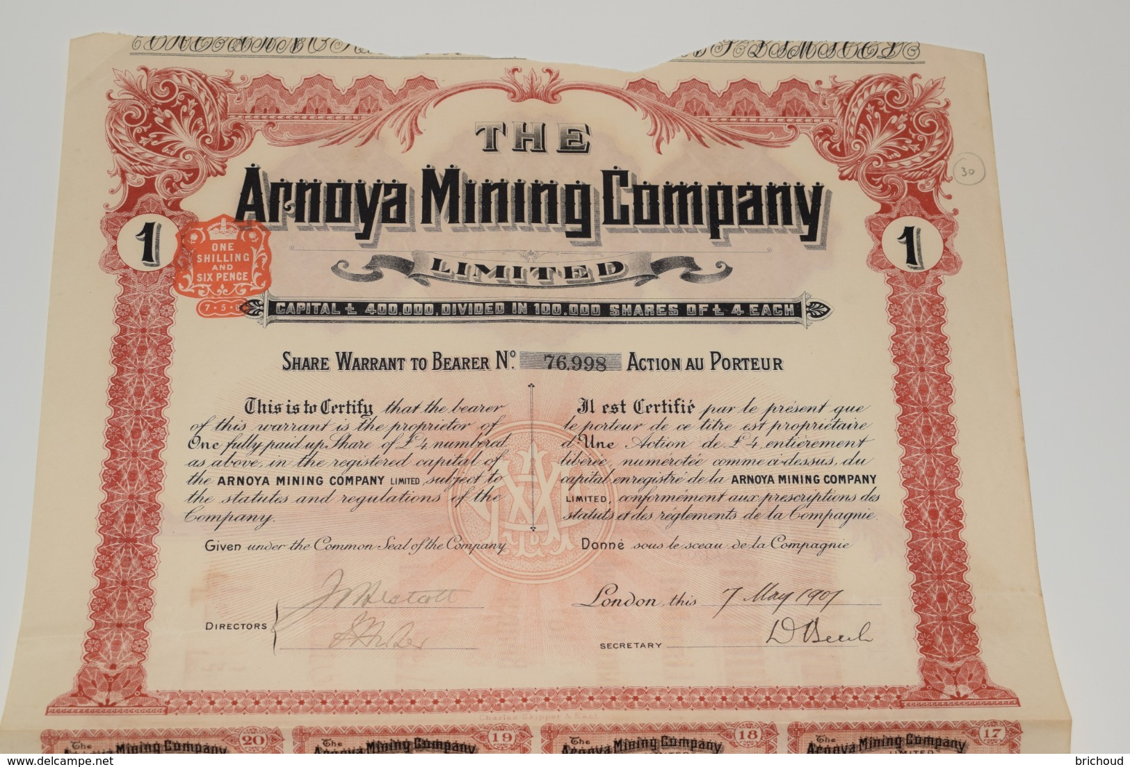 The Armoya Mining Company London 1907 Complet - Mines