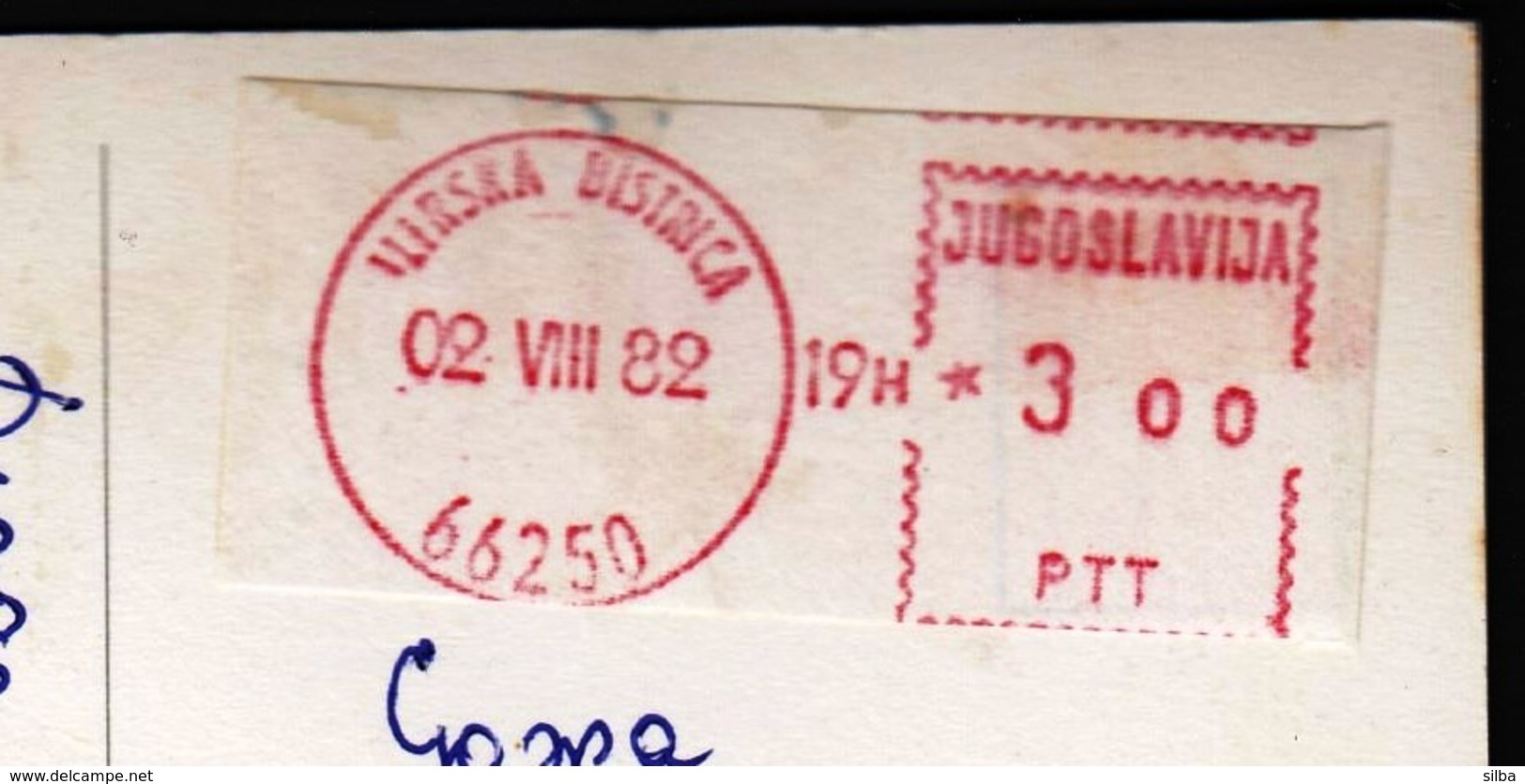 Slovenia Ilirska Bistrica 1982 / Machine Stamp On Post Label / Postcard Klana Croatia - Slowenien