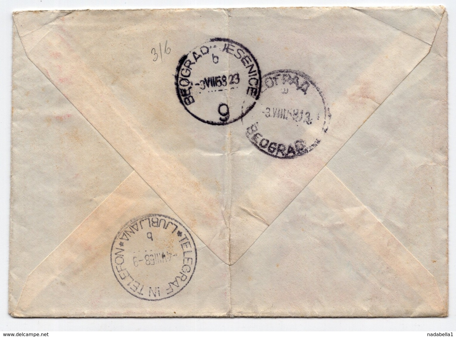 1958 YUGOSLAVIA,SERBIA,BELGRADE TO LJUBLJANA,SLOVENIA,TPO 9 BELGRADE-JESENICE,TELEGRAM IN TELEFON LJUBLJANA,EXPRESS MAIL - Covers & Documents