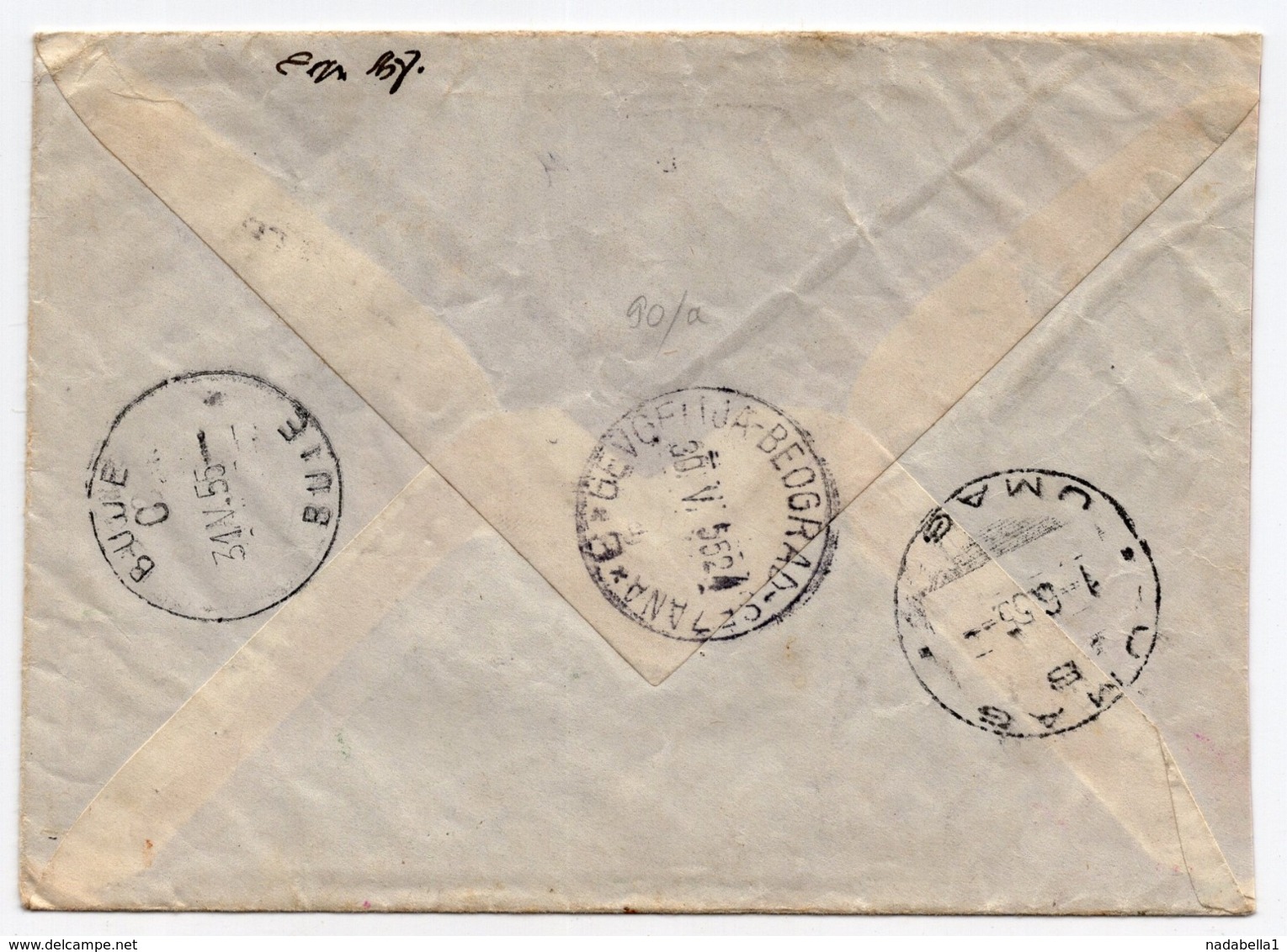 1955 YUGOSLAVIA,SERBIA,BELGRADE TO UMAG,TPO GEVGELIJA-BELGRADE-SEZANA NO.3,BUJE POST MARK, EXPRESS MAIL - Covers & Documents