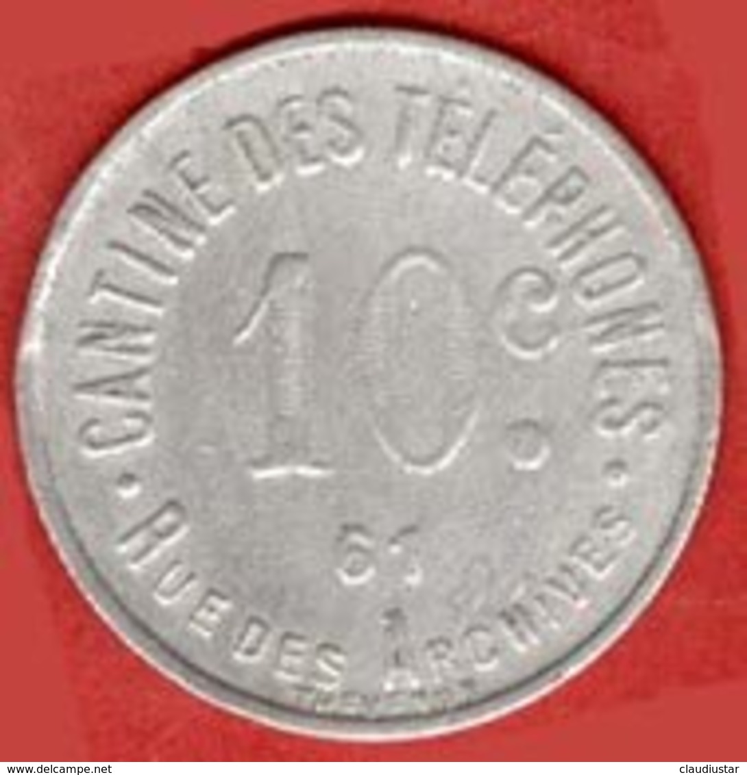 ** JETON  10 C.  CANTINE  Des  TELEPHONES  -  PARIS ** - Monetary / Of Necessity